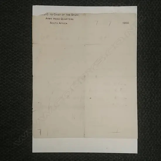 Rare original communications letter from A.D.C. to Chief of Staff