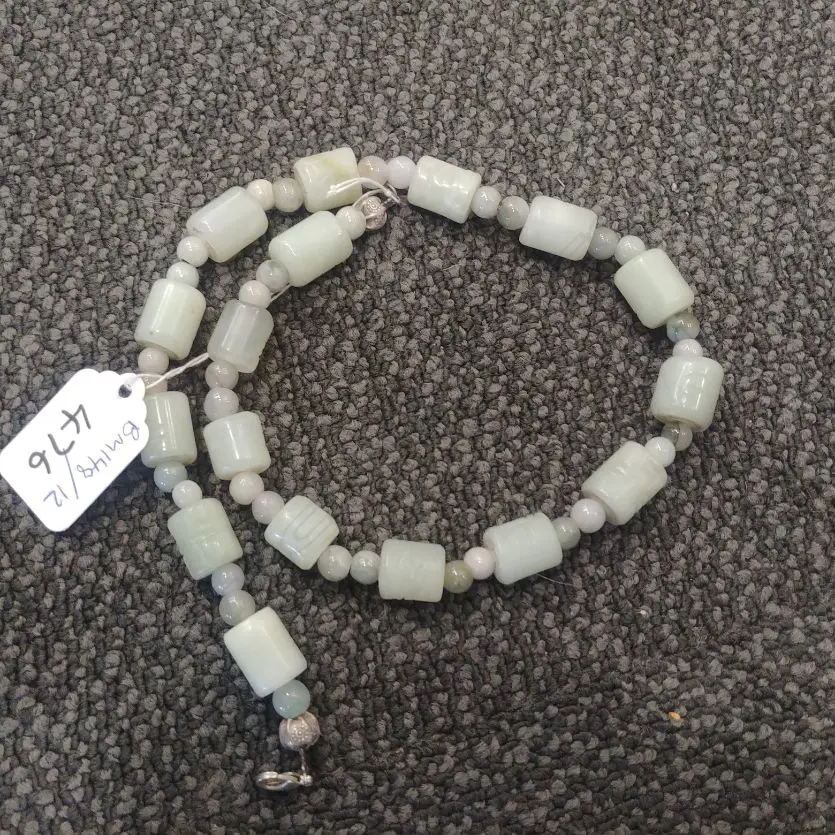 JADE MYANMAR NECKLACE - CARVED CYLINDERS  Image 1++