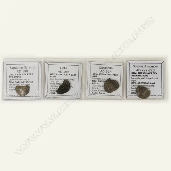 Four Roman silver denarius coins
