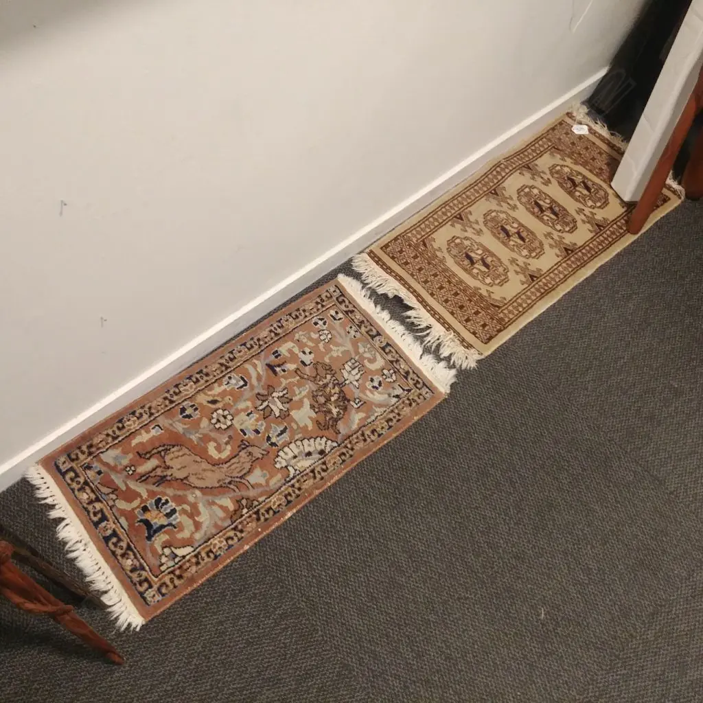 TWO OLD HAND KNOTTED TABLE MATS Image 1++