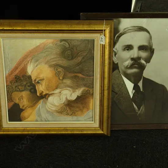 OLD PORTRAIT PHOTOGRAPH + CLASSICAL PRINT