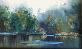 CHARLES PICKWORTH , LAKE SCENE, OIL ON BOARD, SIGNED, 110 X 170mm Image 1++