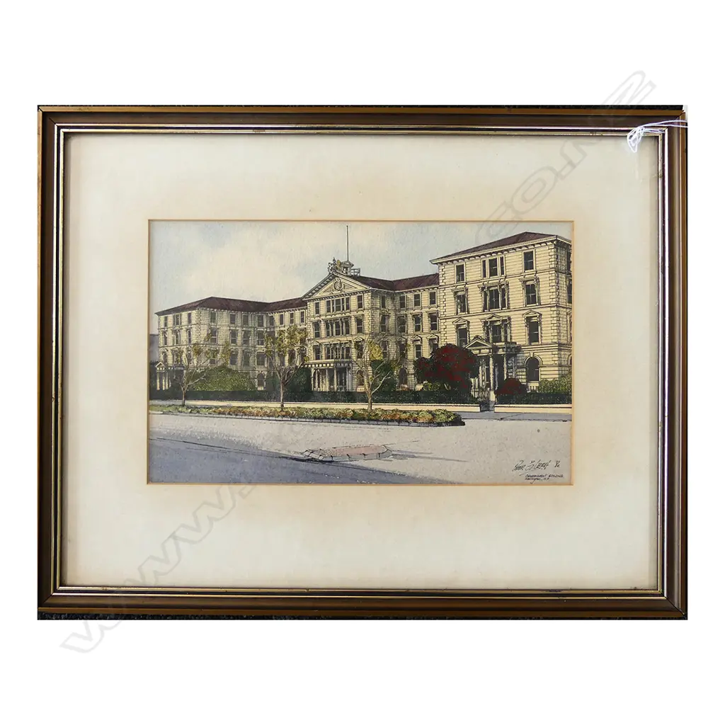 PETER G LEITCH, GOVT BUILDING, WELLINGTON, 1980  H/COLOURED PRINT, 315 X 400MM Image 1++