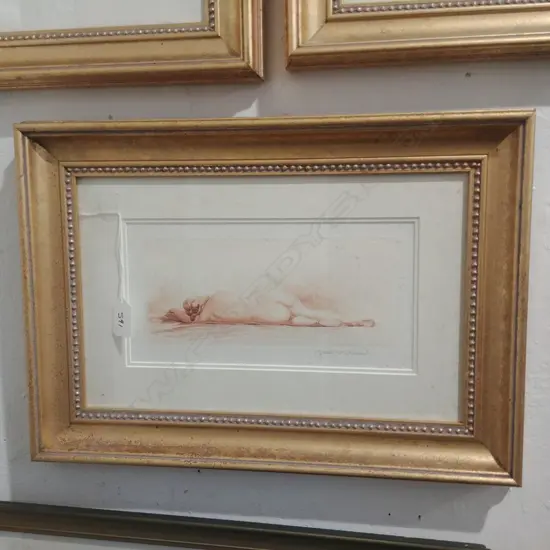 FRAMED ETCHING FEMALE NUDE