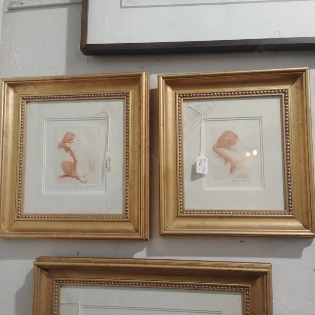 2 FRAMED FEMALE ETCHINGS Image 1++