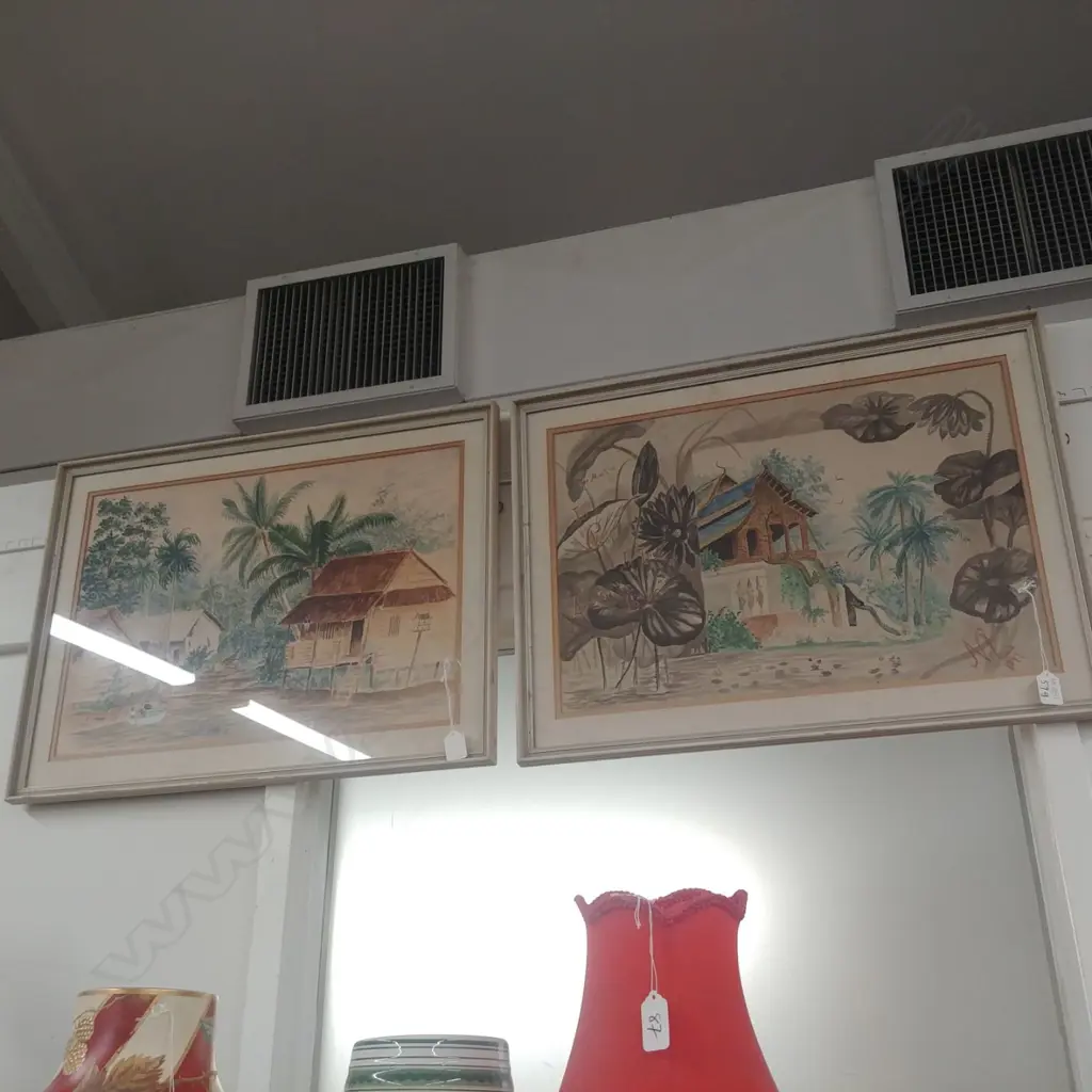 2 SOUTH EAST ASIA  W/C SIGNED 1897 Image 1++