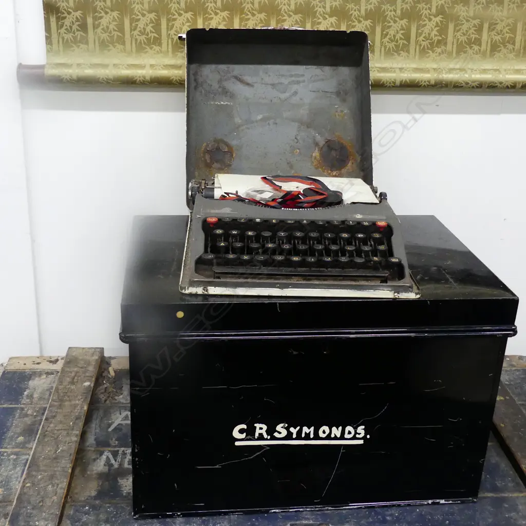 TIN TRUNK + TYPEWRITER Image 1++