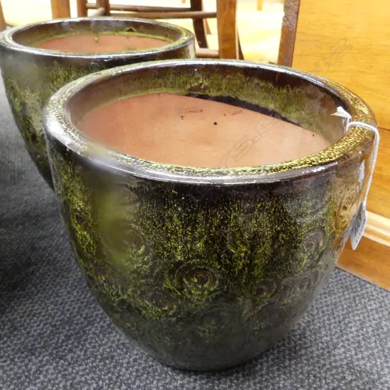 PR GREEN PLANTERS WITH SWIRLS