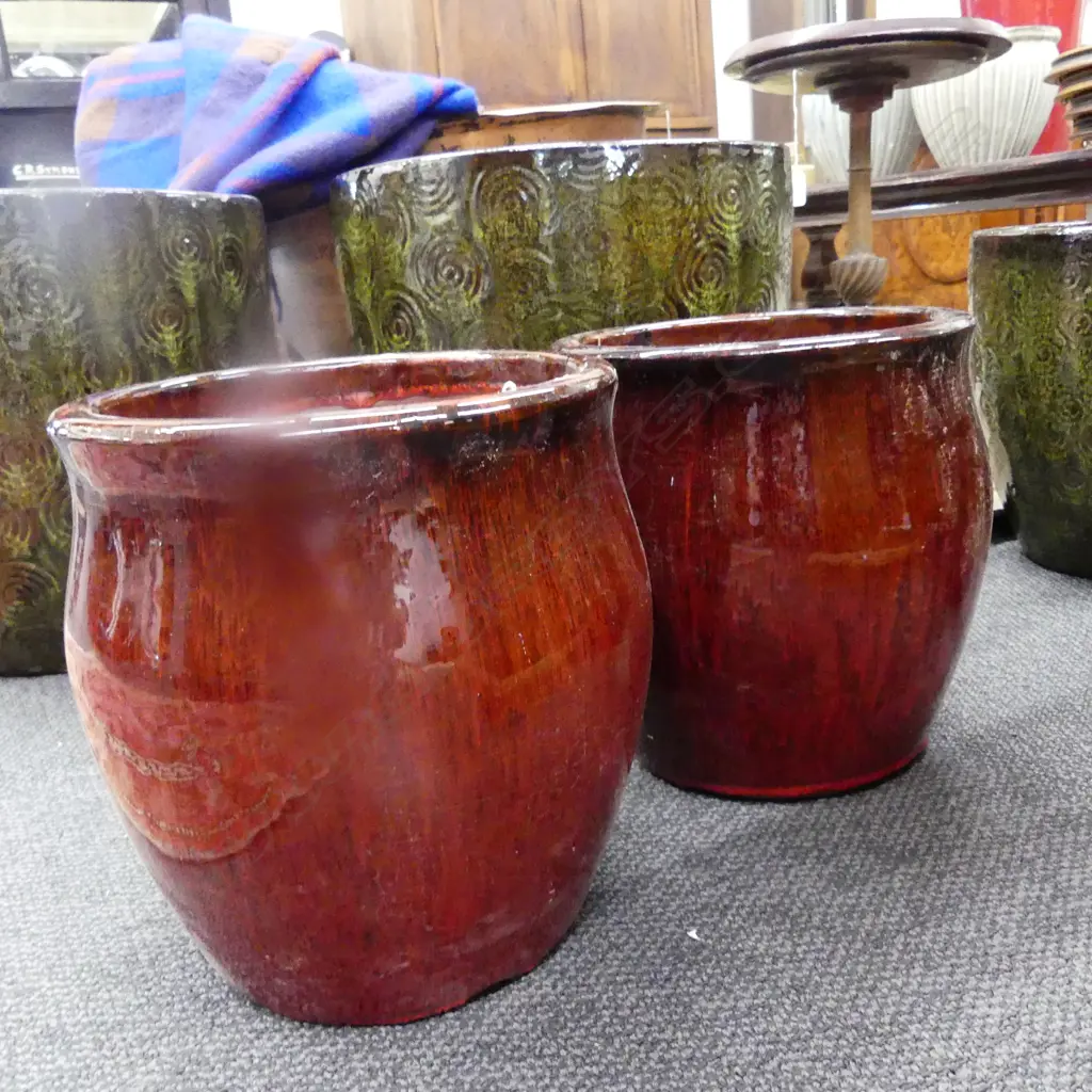PR SMALL RED GLAZED GARDEN POTS Image 1++