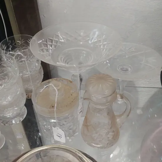 2X COMPORTS; CRYSTAL JUG; PICKLE JAR