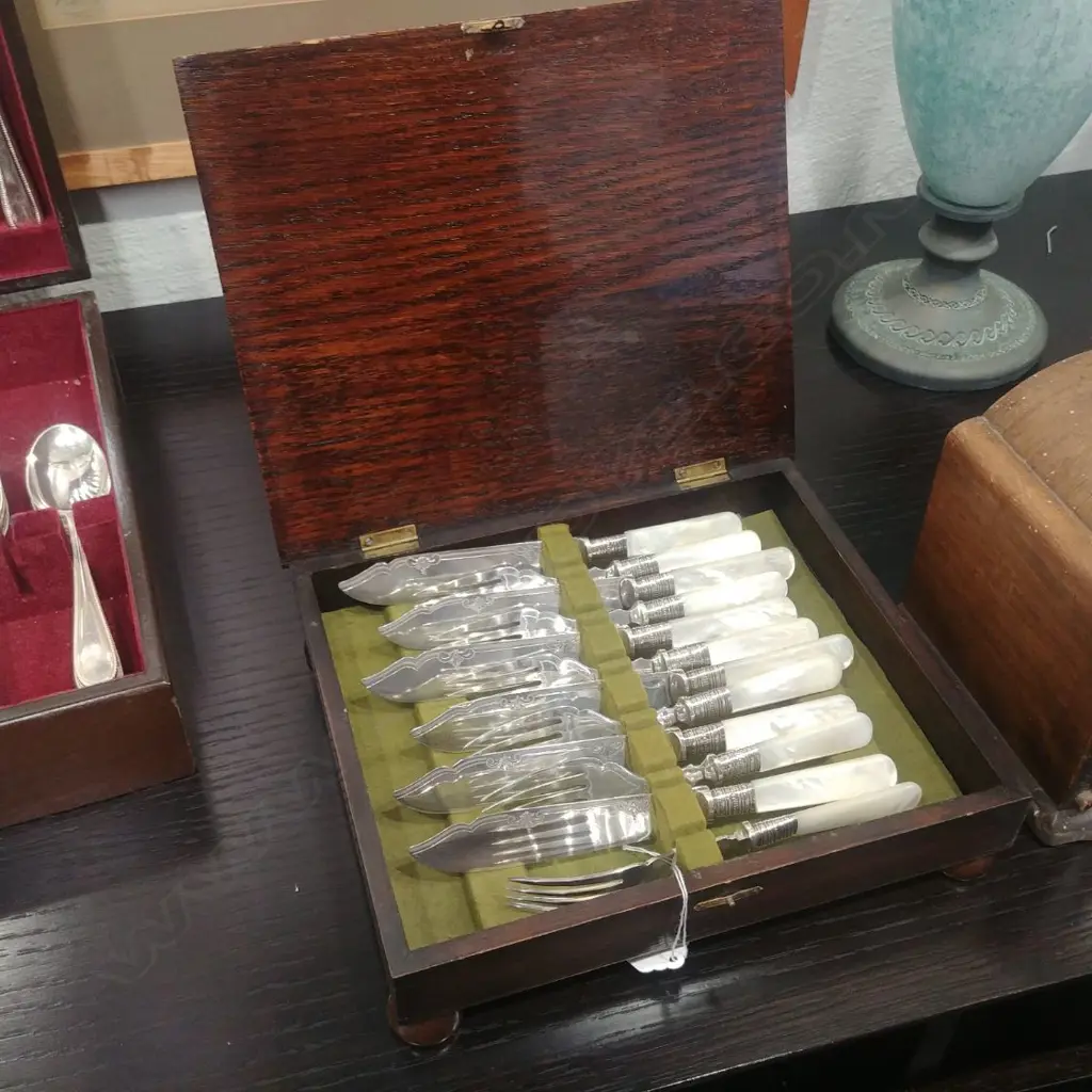 BOXED MOP HANDLED KNIFE/FORK SET 17530 Image 1++