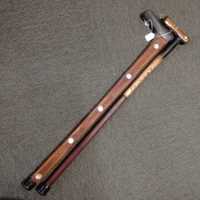 TWO MAORI SOUVENIR WALKING STICKS Image 1++