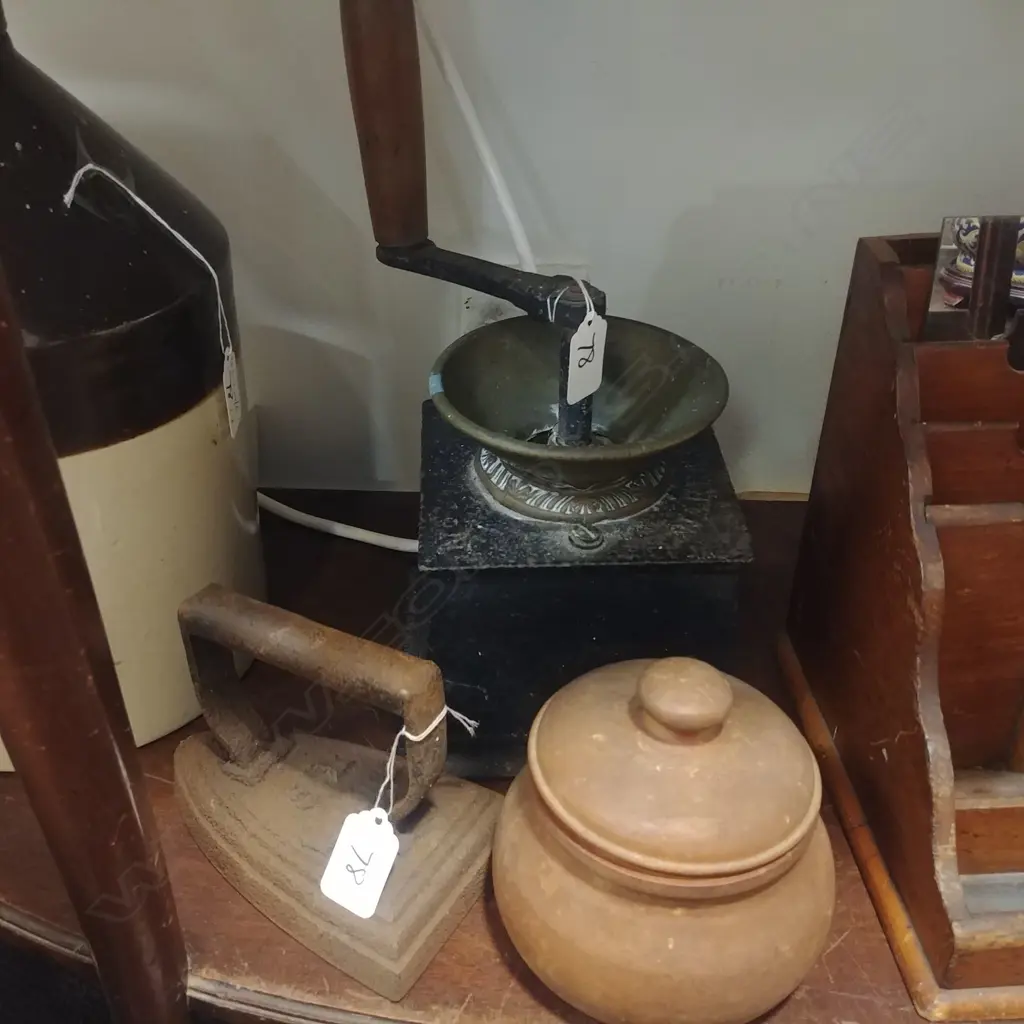 COFFEE MILL/IRON/CROCK ETC Image 1++