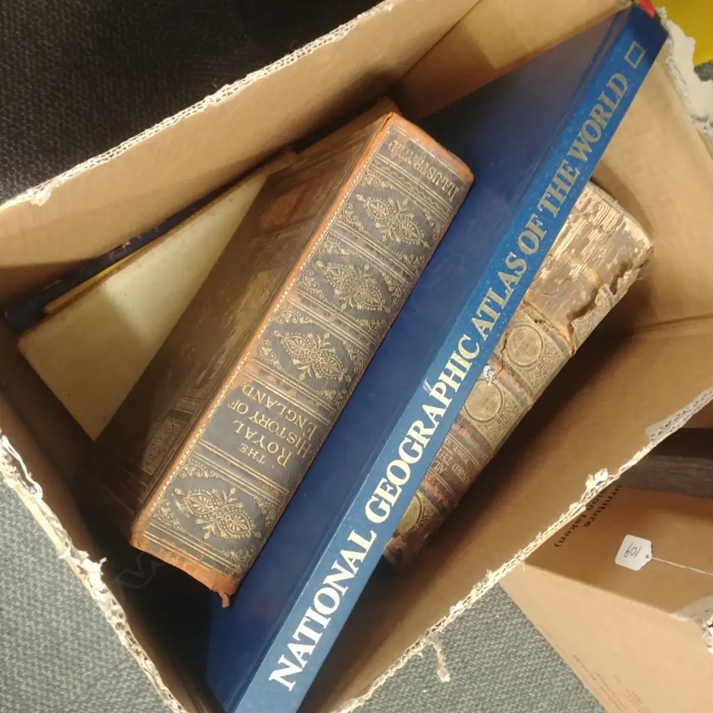 BOX OF OLD BOOKS ETC. Image 1++