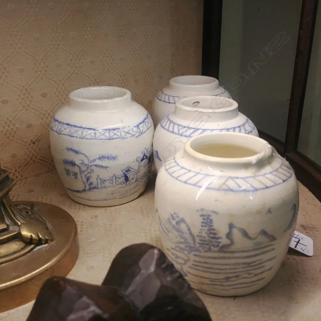 4 B+W ANTIQUE GINGER JARS Image 1++