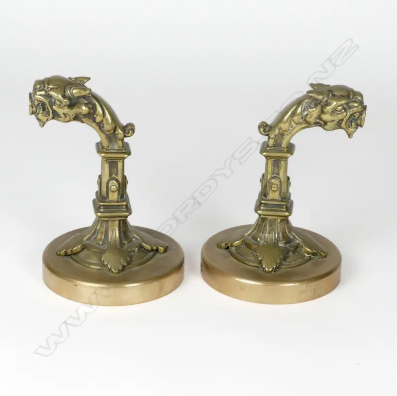 A pair of bronze and brass 19thC lamp fittings Image 1++