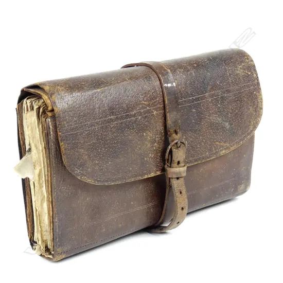 An old leather fly and cast case