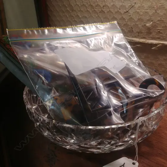 CRYSTAL BOWL, HAIR COMBS, PURSE