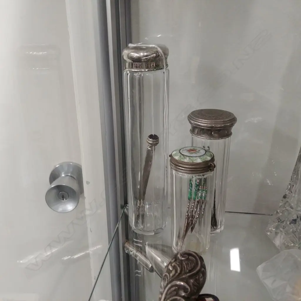 3 EPNS HAIR & PIN JARS + CONTENTS Image 1++