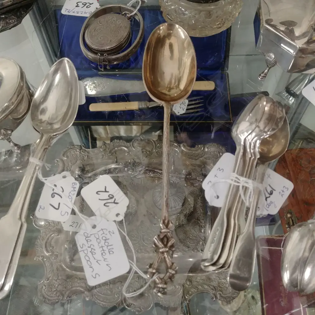 SILVER ? BRANCH HANDLED LONG SPOON Image 1++