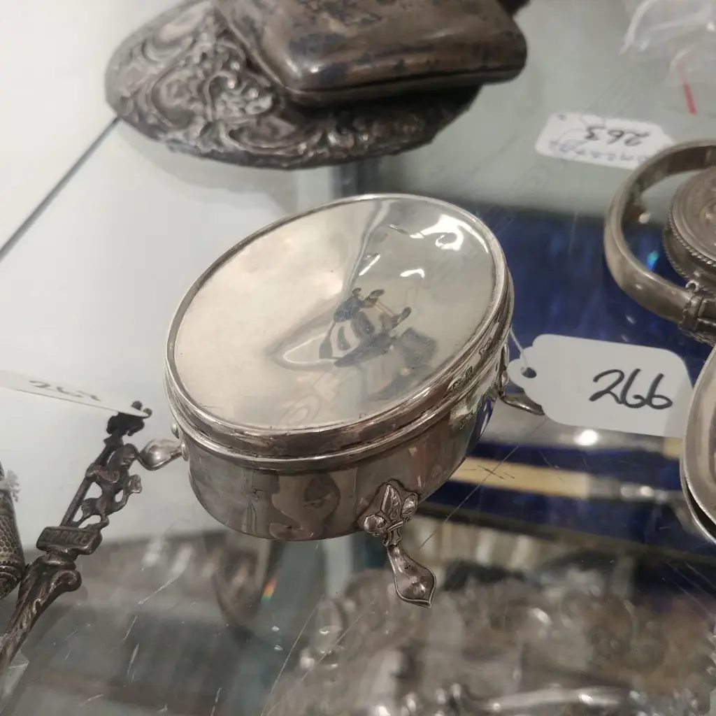 BIRM. 1921 SILVER VANITY JEWELRY BOX SMALL Image 1++