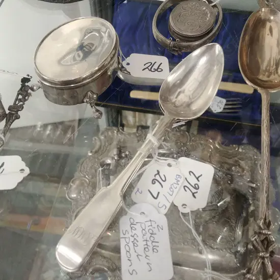 2 STERLING SILVER DESSERT SPOONS 69G