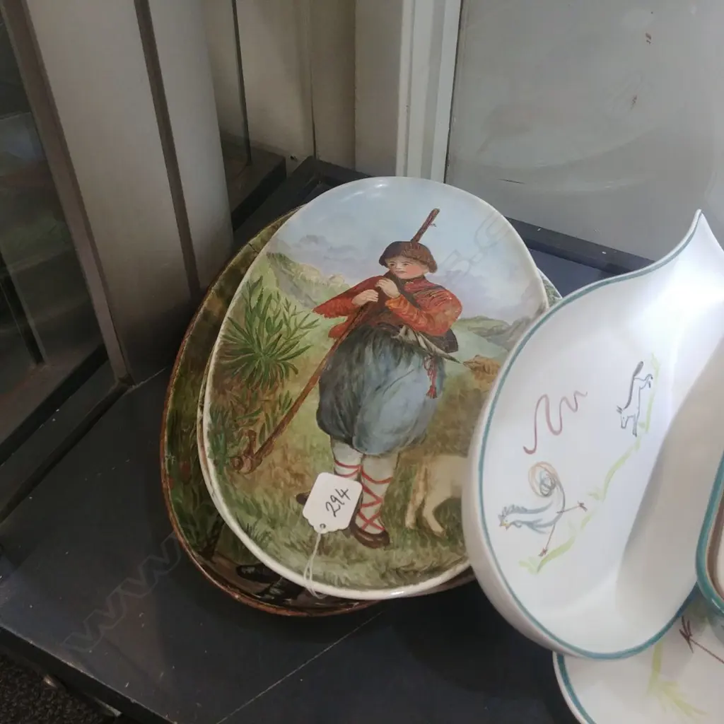 THREE 19TH C. FRENCH HAND PAINTED CERAMIC PLAQUES, 1 A/F Image 1++