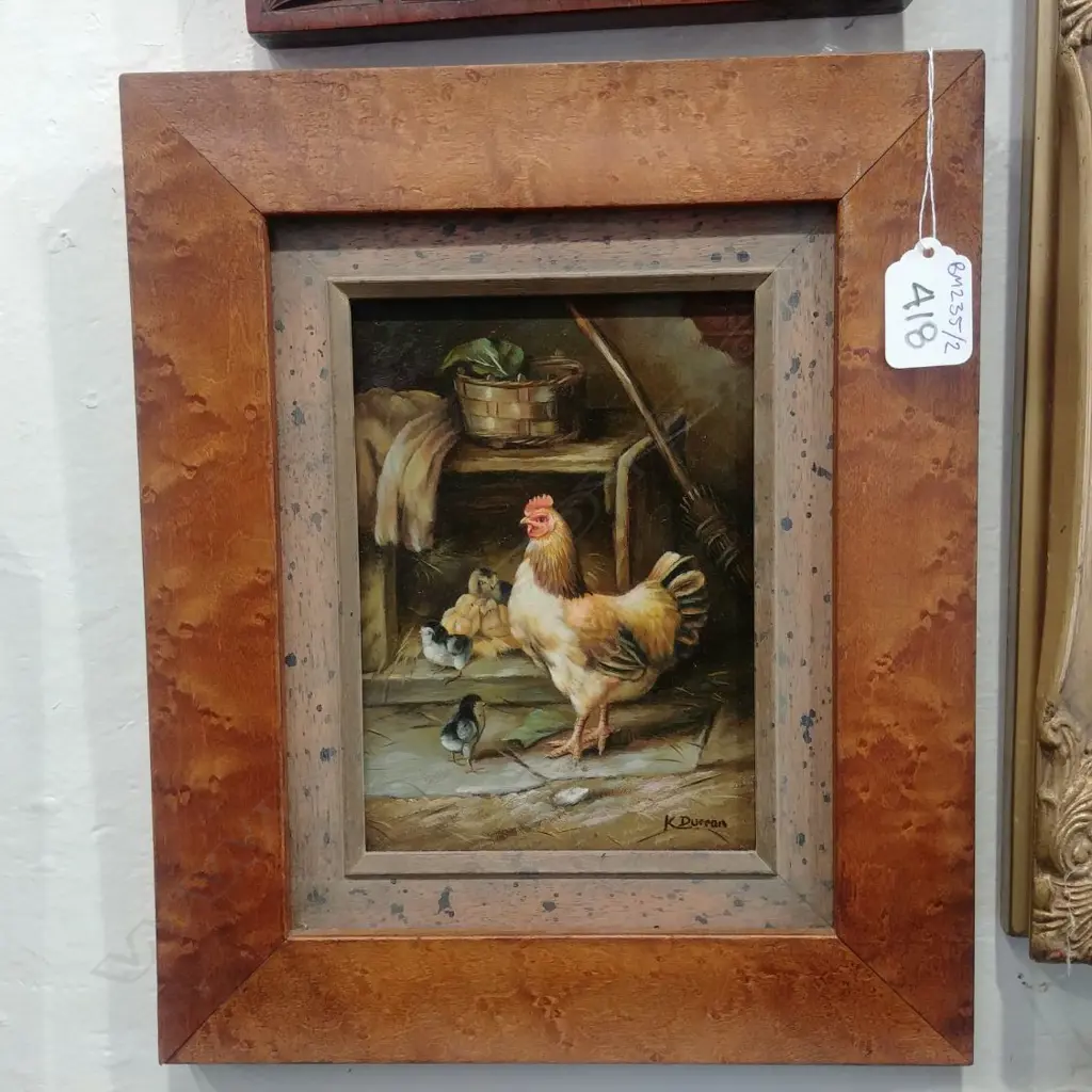 K. DURRAN - OIL - HEN & CHICKS  Image 1++