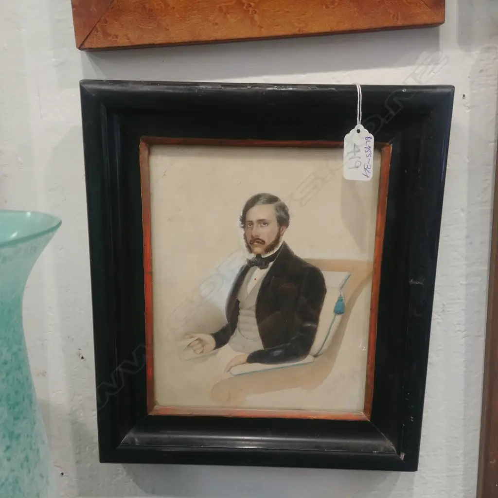 MID 19THC WATERCOLOUR PORT. SEATED GENT Image 1++