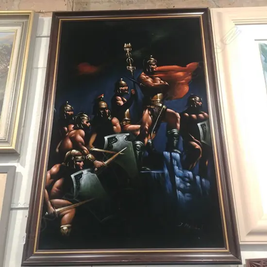 J MARTEL ROMAN LEGIONNAIRES PAINTING ON VELVET