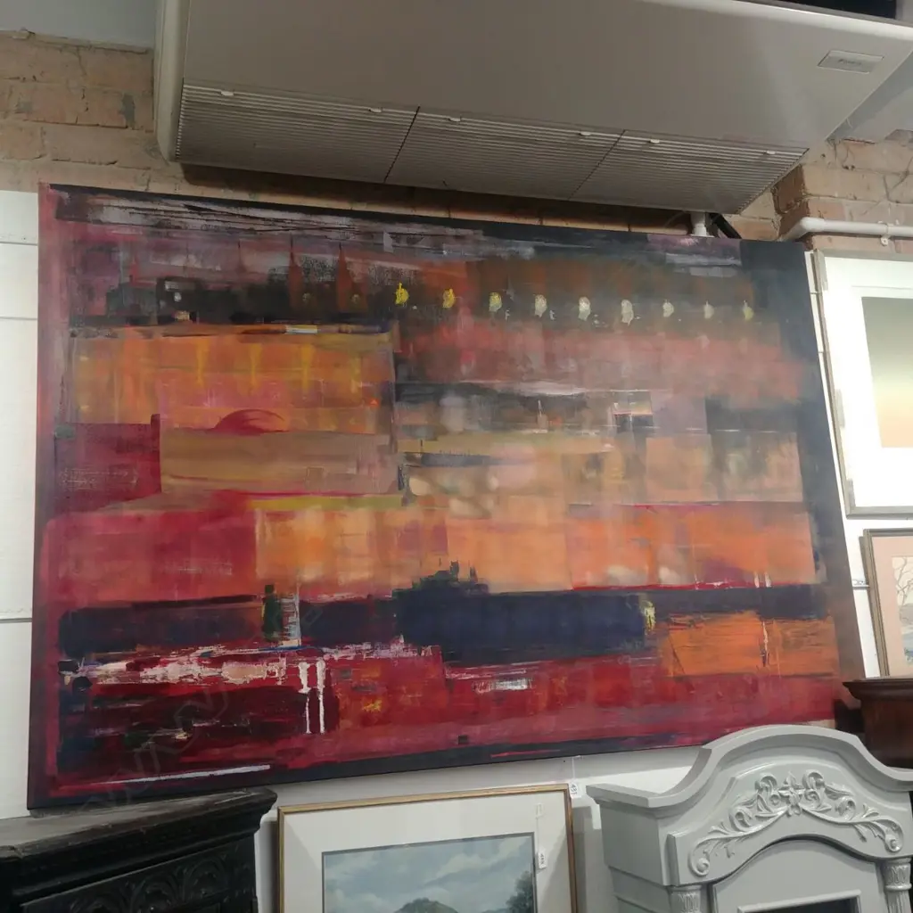 LARGE OIL ON CANVAS  RIVER NIGHT BY JIM THORPE RETAIL COST $3750 Image 1++