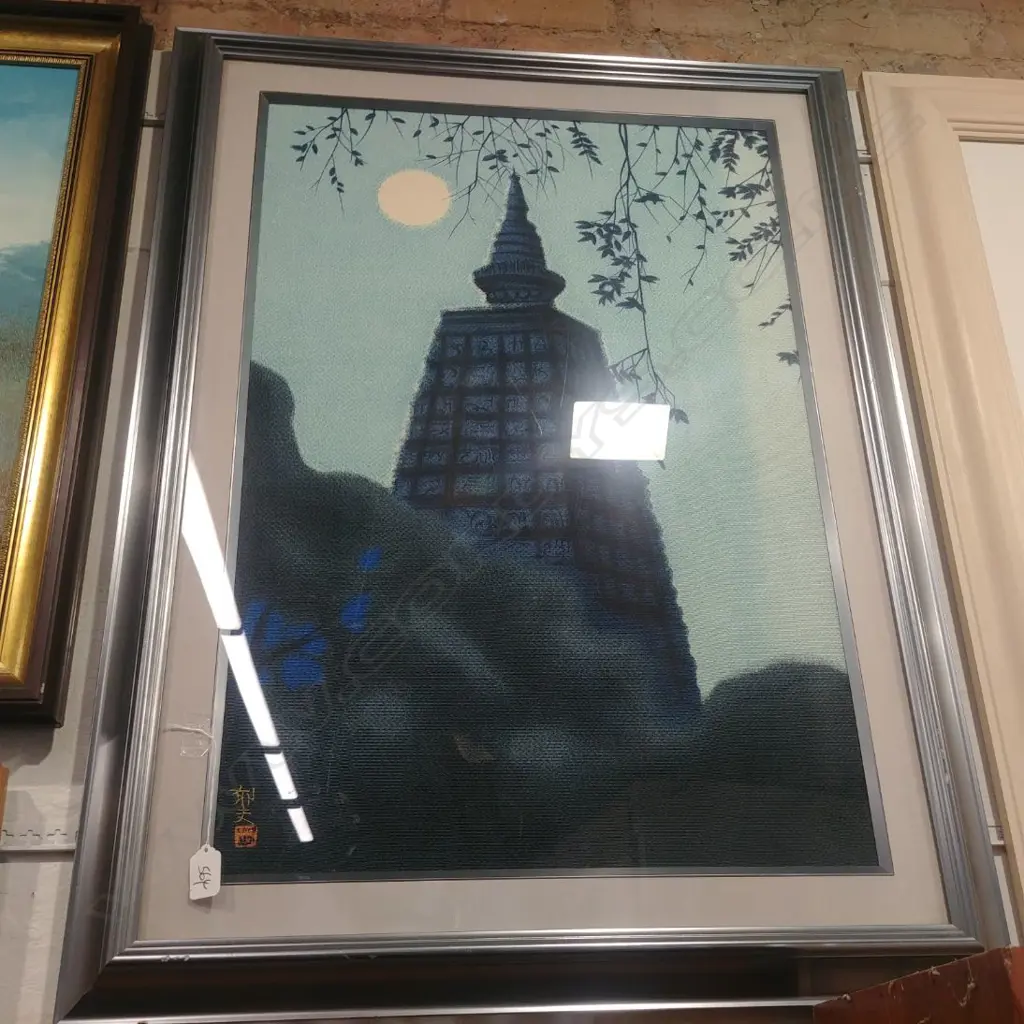 CHINESE TEMPLE PAINTING ON SILK Image 1++