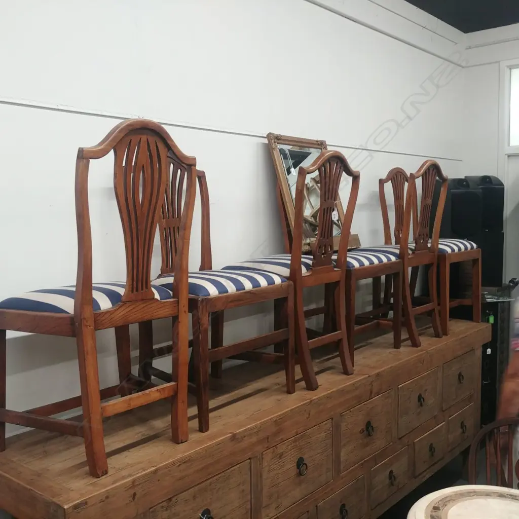 SIX  OAK AND ELM HEPPLEWHITE DINING CHAIRS Image 1++