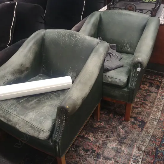 2 LEATHER TUB CHAIRS