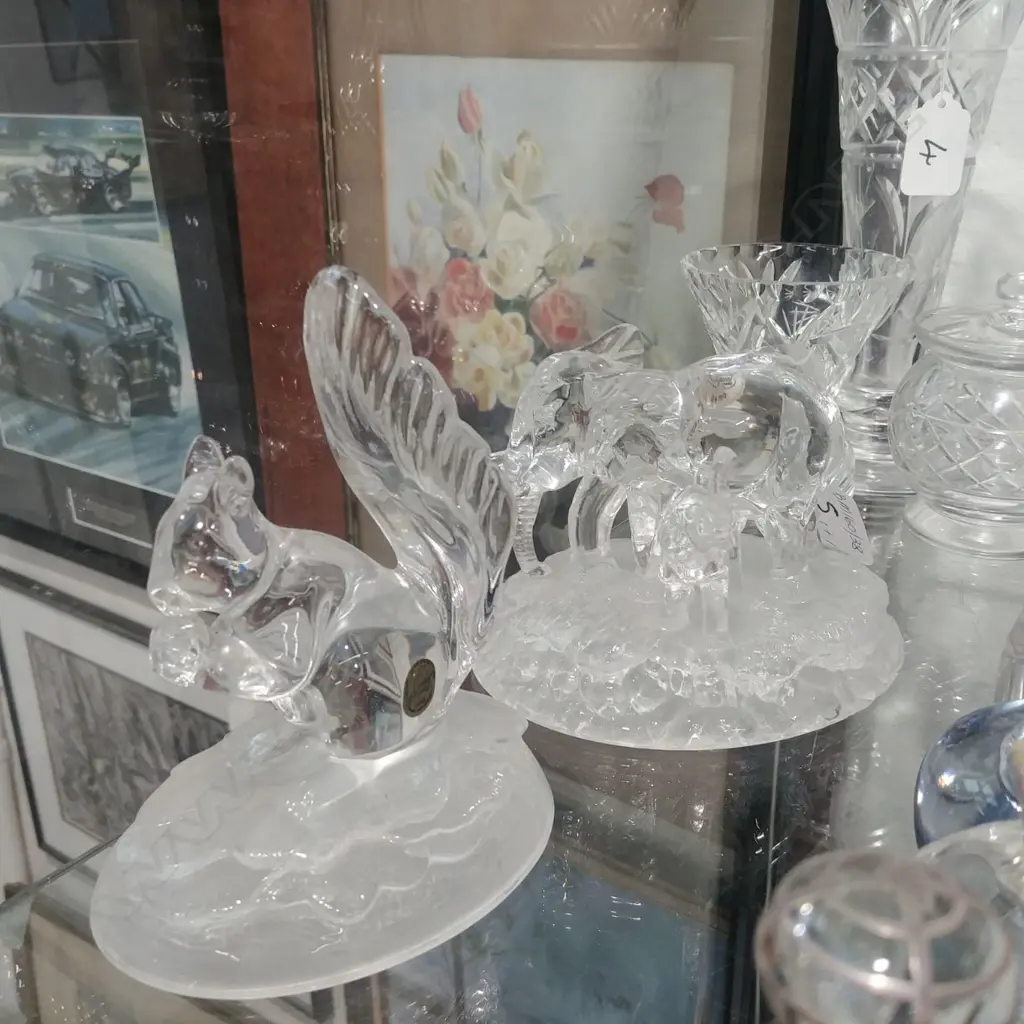 2 FRENCH STYLE  GLASS ANIMALS (ELEPHANTS & SQUIRREL Image 1++