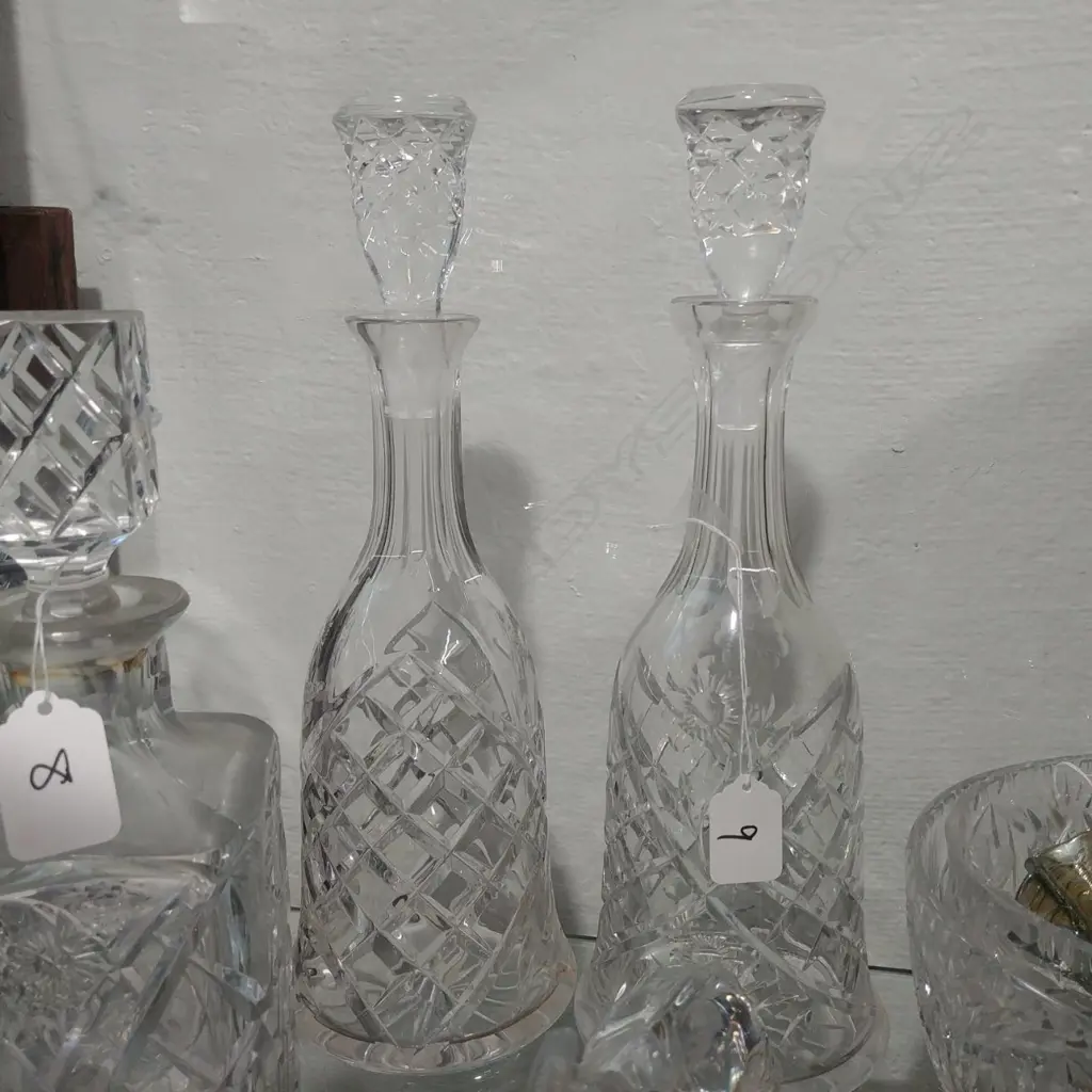2X TALL CRYSTAL DECANTERS Image 1++