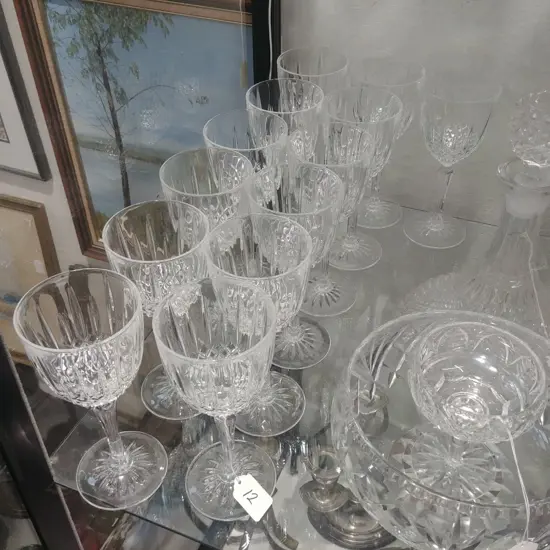 13 STEMMED CRYSTAL WINE GLASSES