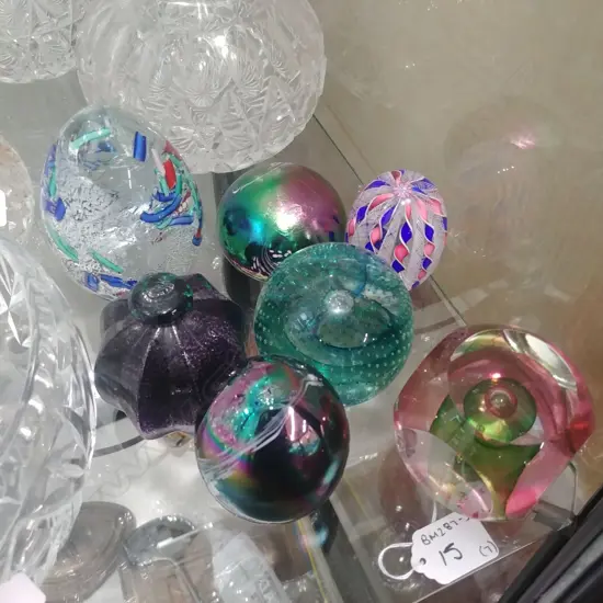 7 ART GLASS PAPERWEIGHTS