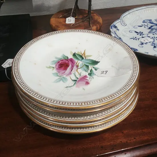 6 VICT H/PAINTED FRUIT PLATES