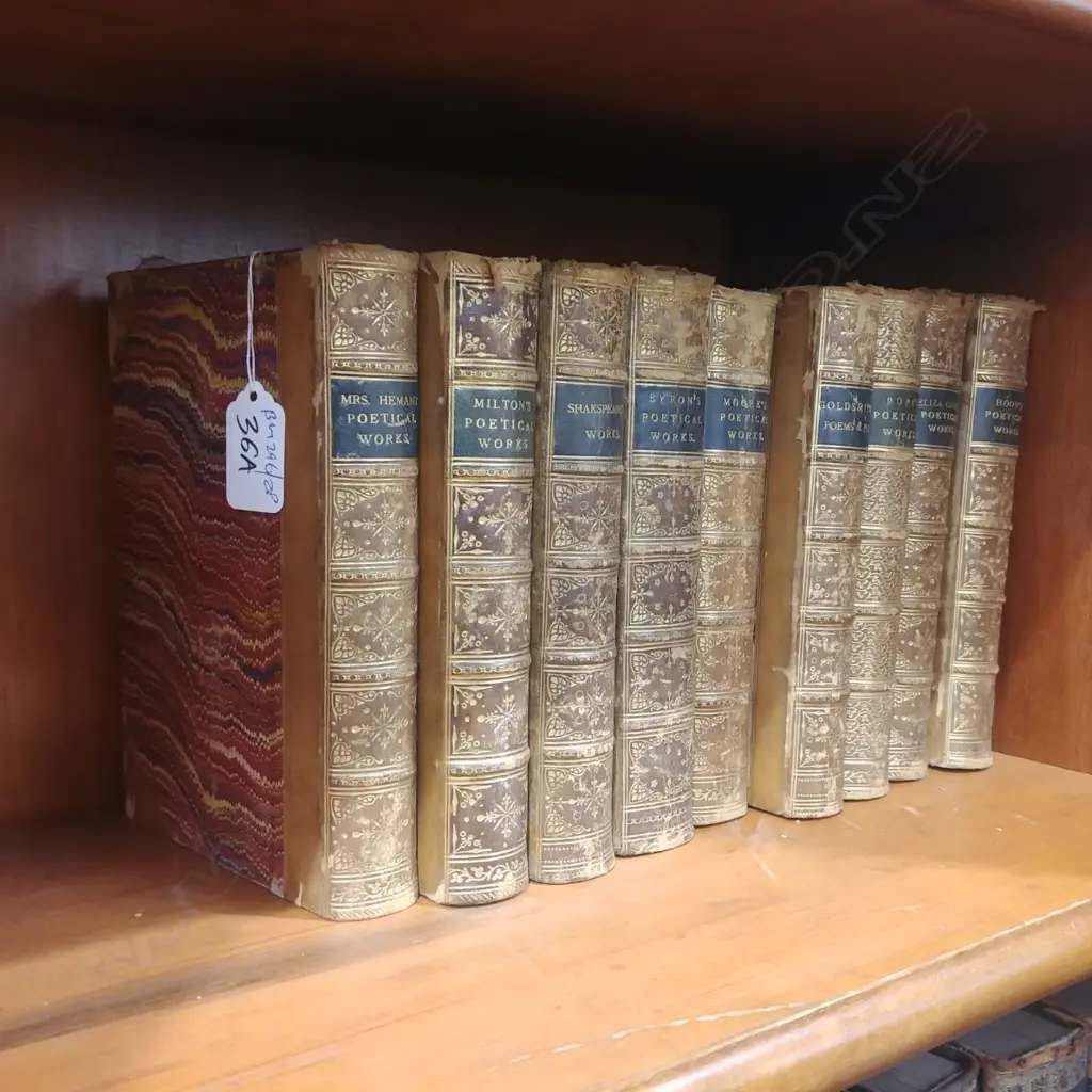 ASST LEATHER BOUND 19THC POETRY BOOKS Image 1++
