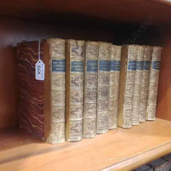 ASST LEATHER BOUND 19THC POETRY BOOKS