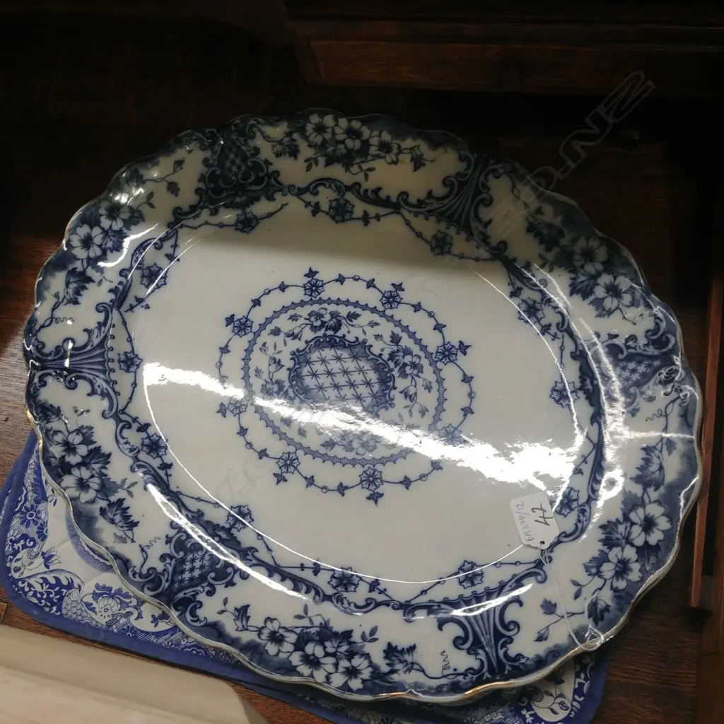 LARGE B&W VICTORIAN ASHET  Image 1++
