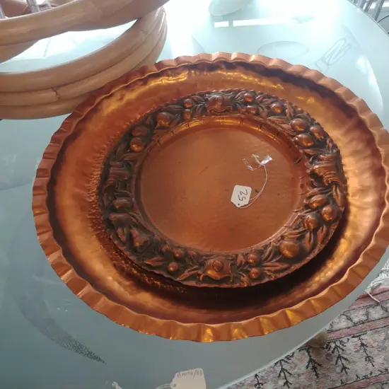 TWO COPPER DISHES