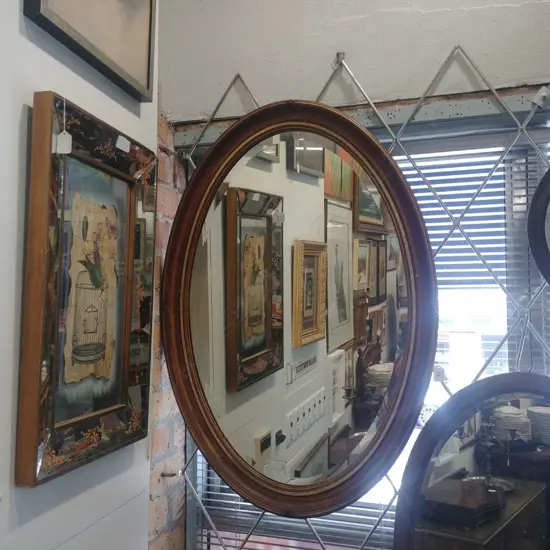 OVAL WOOD FRAMED MIRROR