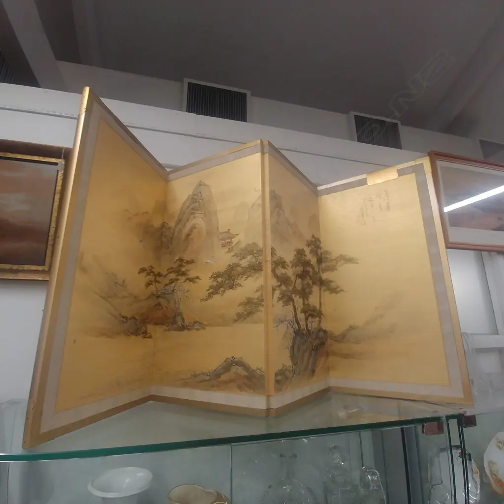 4 FOLD PAINTED CHINESE SCREEN Image 1++
