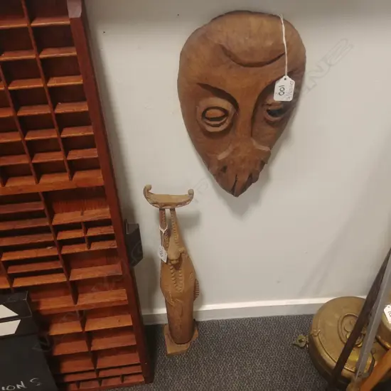 SAMOAN FIGURE; BORNEO MASK