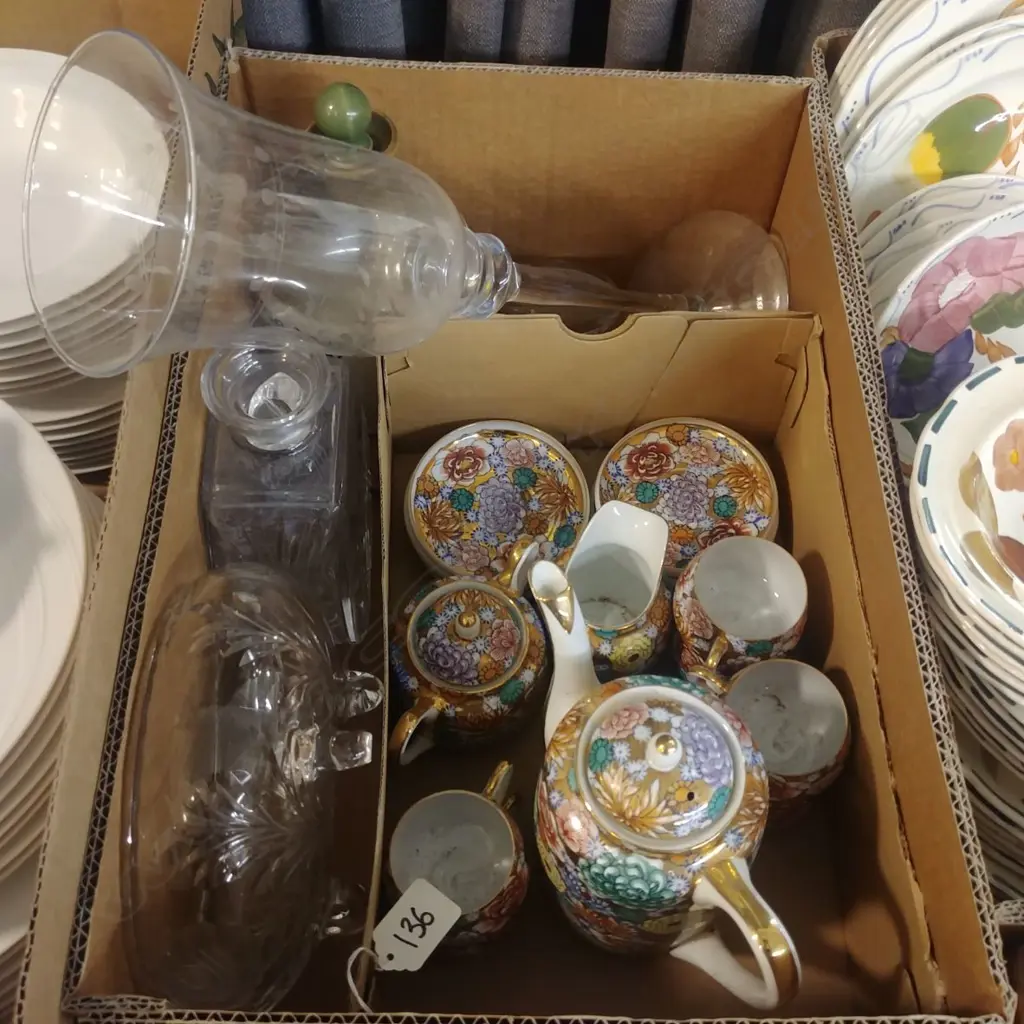 ORIENTAL TEASET & ASST GLASSWARE ETC Image 1++