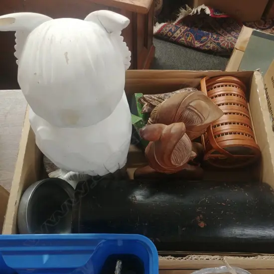 BOX MISC . WOODEN BUST VASE ETC