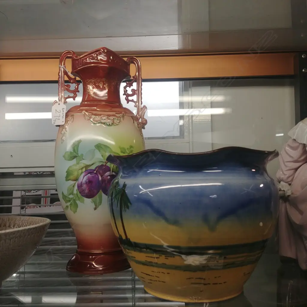 TORQUAY JARDINIERE & CONTINENTAL PORCELAIN VASE Image 1++