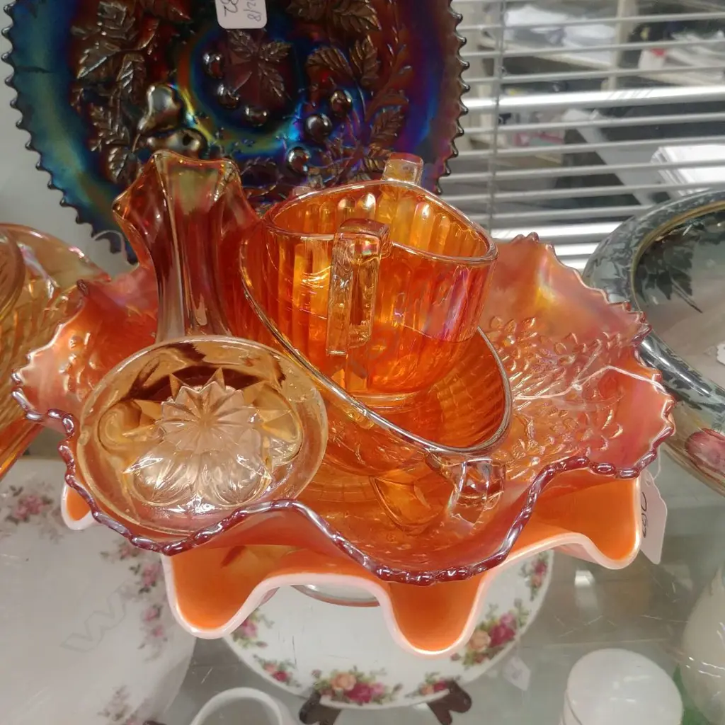 ASST CARNIVAL GLASS COMPORTS ETC Image 1++